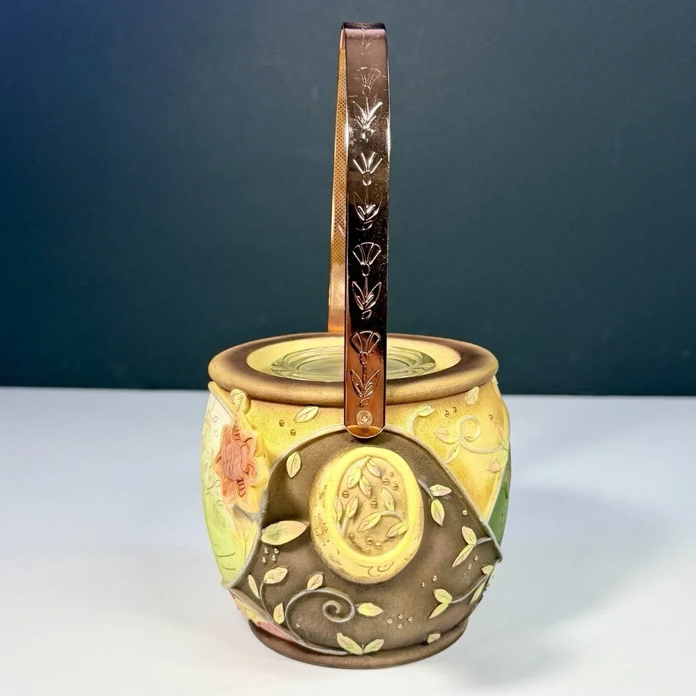 2003 Enesco Blooming Wild Karen Hahn Floral Watering Can Candle Holder Cottage